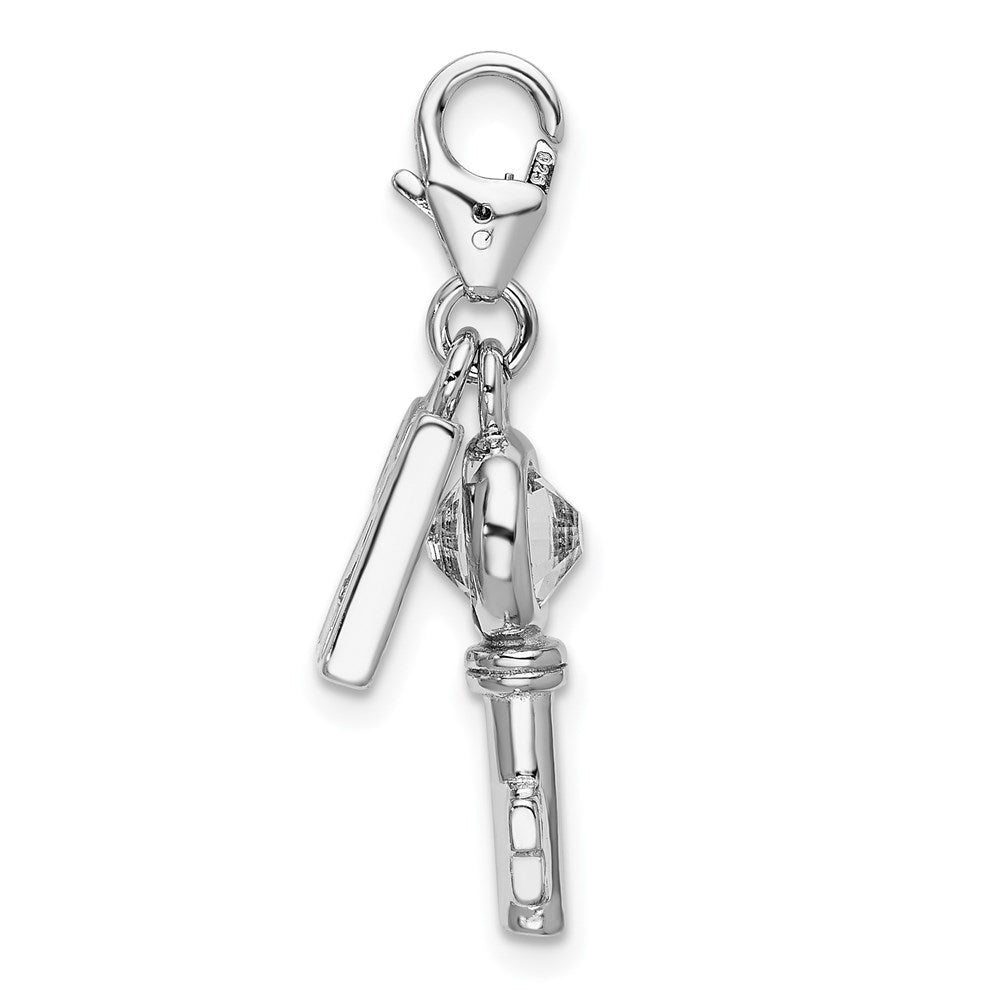 Sterlingsilber Rhodiniert 3-d Emailliert 21 und Key mit Karabinerverschluss Charm