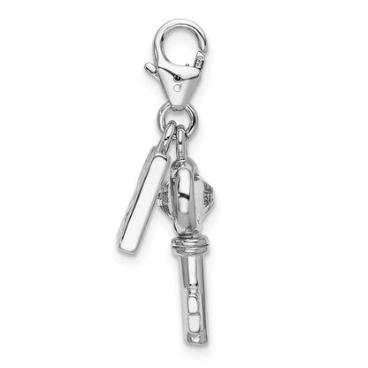Sterlingsilber Rhodiniert 3-d Emailliert 21 und Key mit Karabinerverschluss Charm