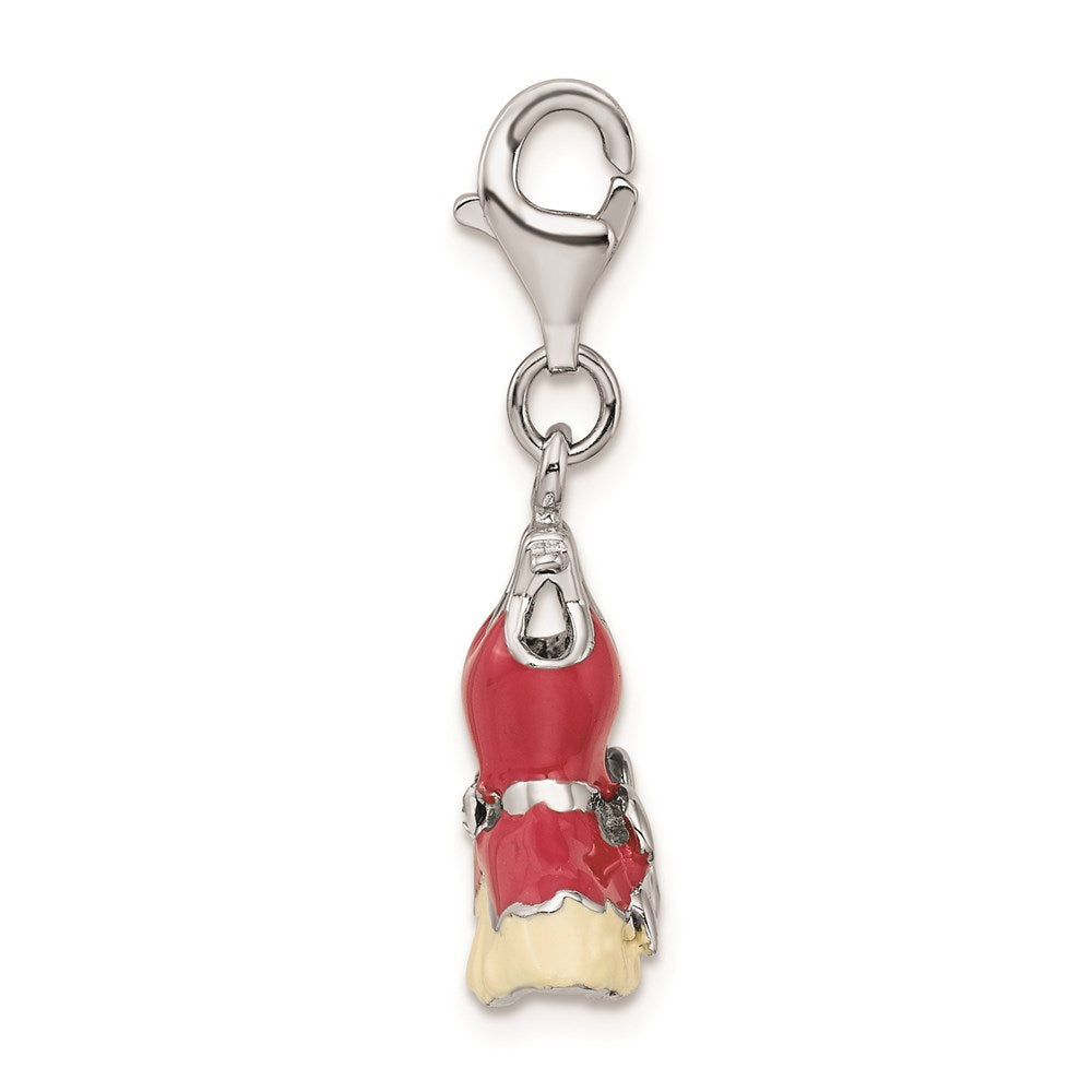 Sterlingsilber Rhodiniert Rosa Emailliert Kristall Dress Charm