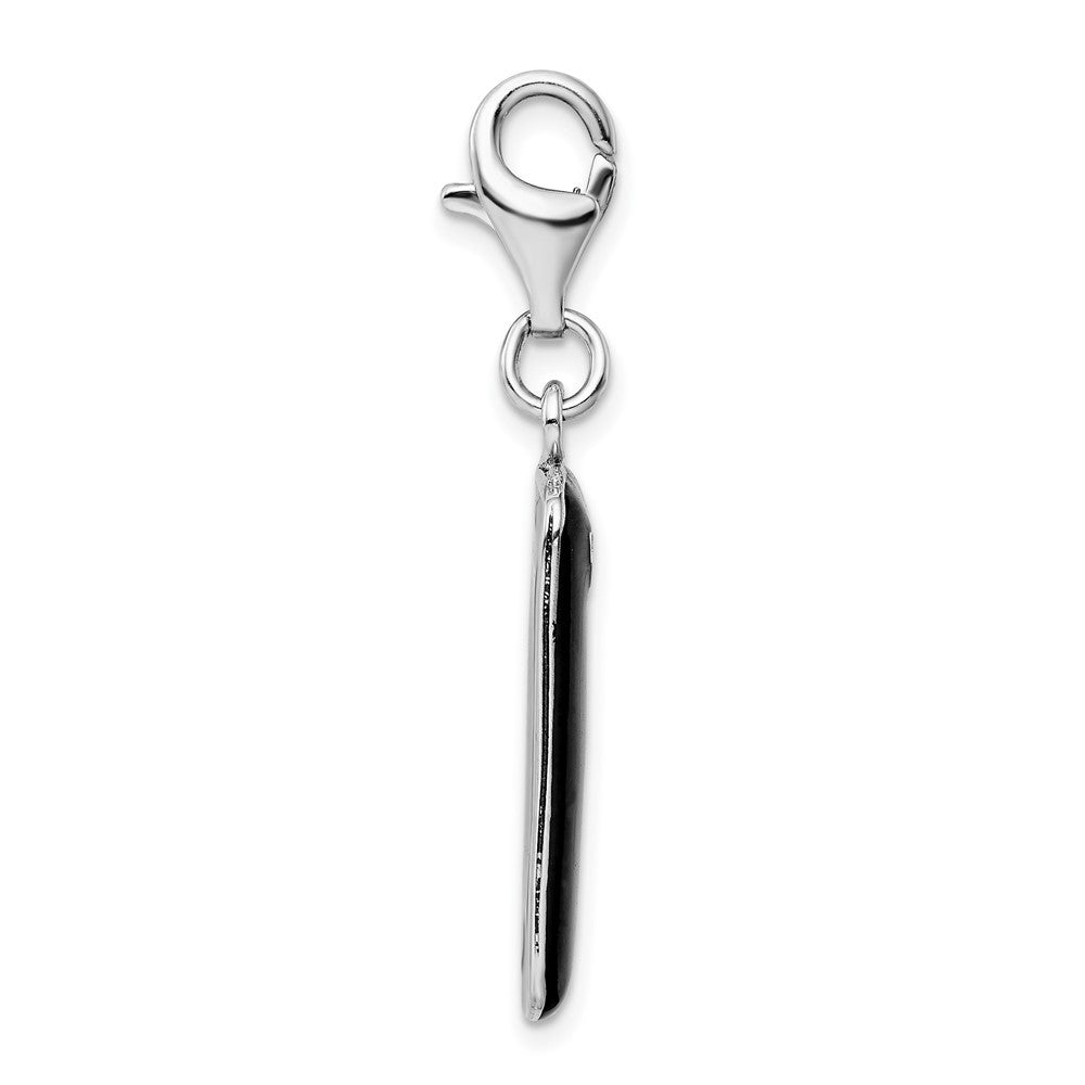 Sterlingsilber Amore La Vita Rhodiniert Poliert Schwarz Emailliert 3-d Cell Phone Charm