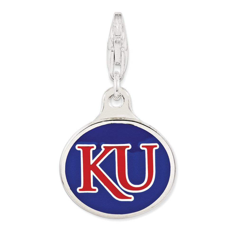 Sterlingsilber Emaille Universität. Of Kansas mit Karabinerverschluss Charm