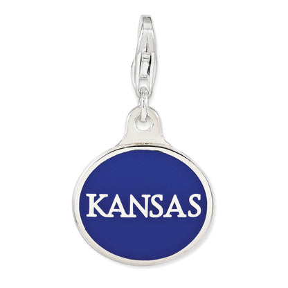 Sterlingsilber Emaille Universität. Of Kansas mit Karabinerverschluss Charm
