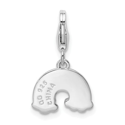 Sterlingsilber Amore La Vita Rhodiniert Poliert Multi-colored Emailliert Regenbogen Charm mit Fantasie Karabinerverschluss