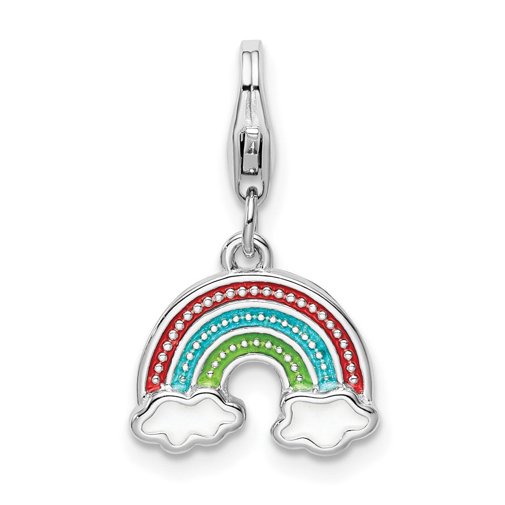 Sterlingsilber Amore La Vita Rhodiniert Poliert Multi-colored Emailliert Regenbogen Charm mit Fantasie Karabinerverschluss