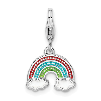 Sterlingsilber Amore La Vita Rhodiniert Poliert Multi-colored Emailliert Regenbogen Charm mit Fantasie Karabinerverschluss