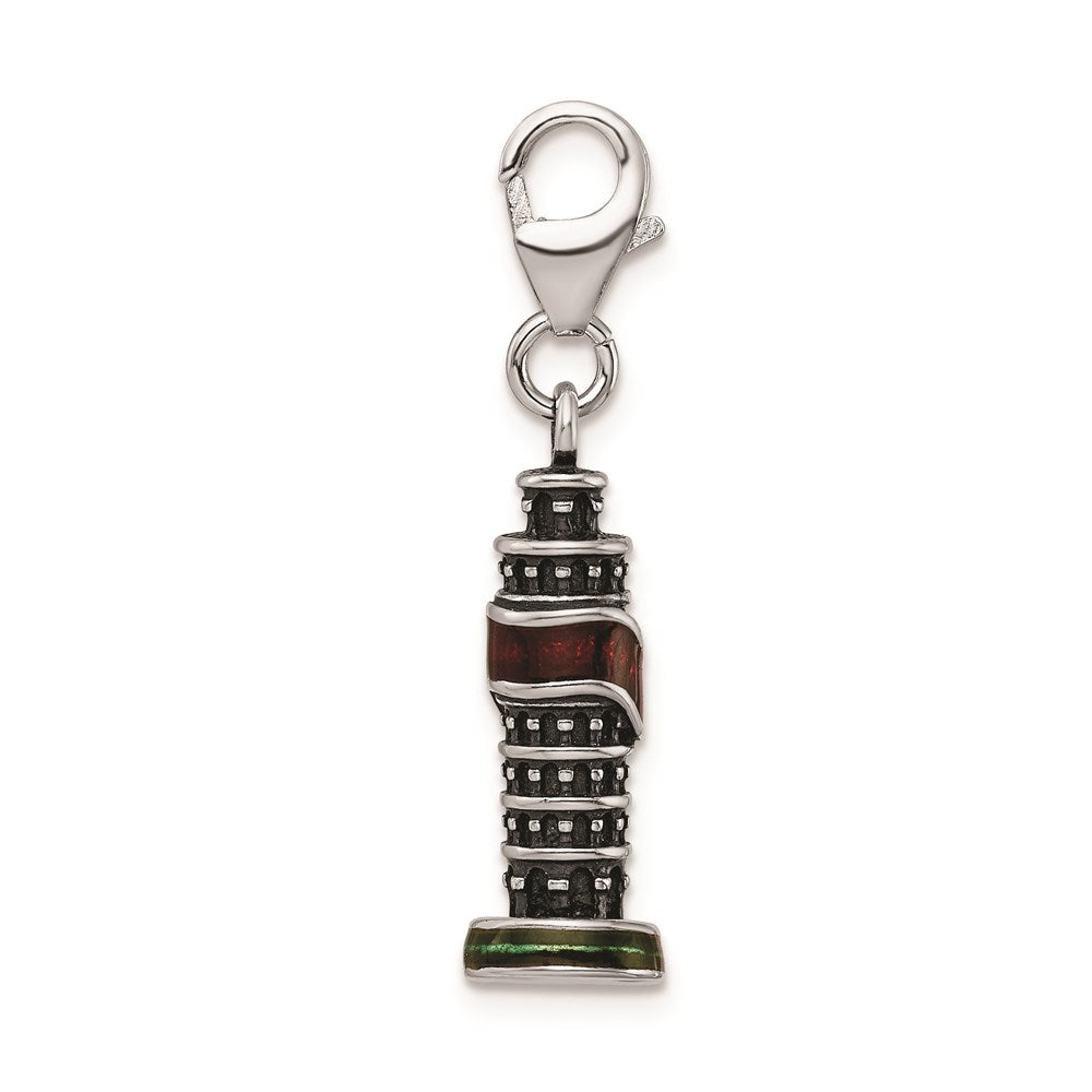 Sterlingsilber Ss Rhodiniert Emailliert Leaning Tower Of Pisa Charm