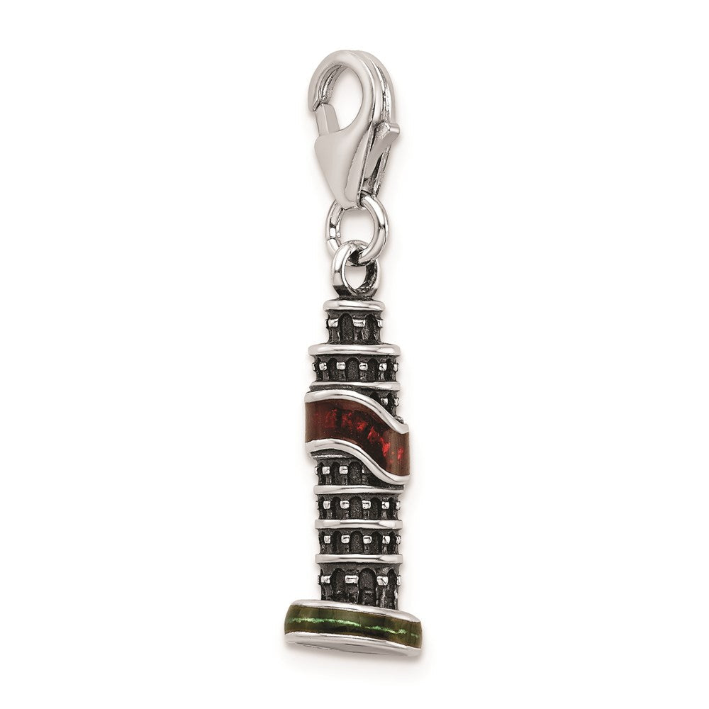 Sterlingsilber Ss Rhodiniert Emailliert Leaning Tower Of Pisa Charm