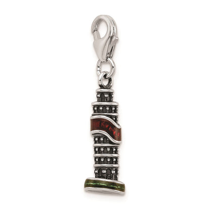 Sterlingsilber Ss Rhodiniert Emailliert Leaning Tower Of Pisa Charm