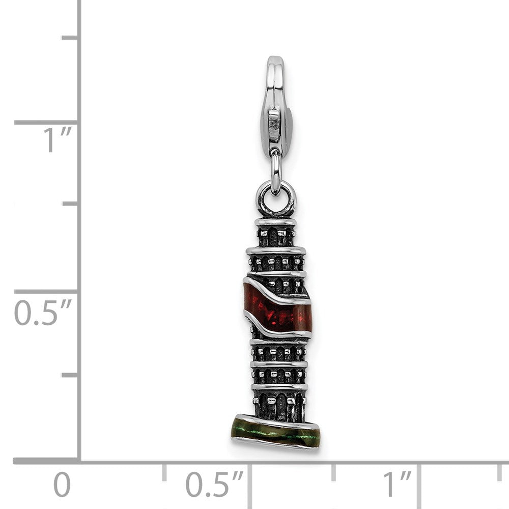 Sterlingsilber Ss Rhodiniert Emailliert Leaning Tower Of Pisa Charm