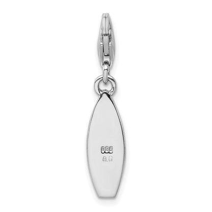 Sterlingsilber Amore La Vita Rhodiniert Poliert Emailliert Surf Board mit Blumen Karabinerverschluss Charm