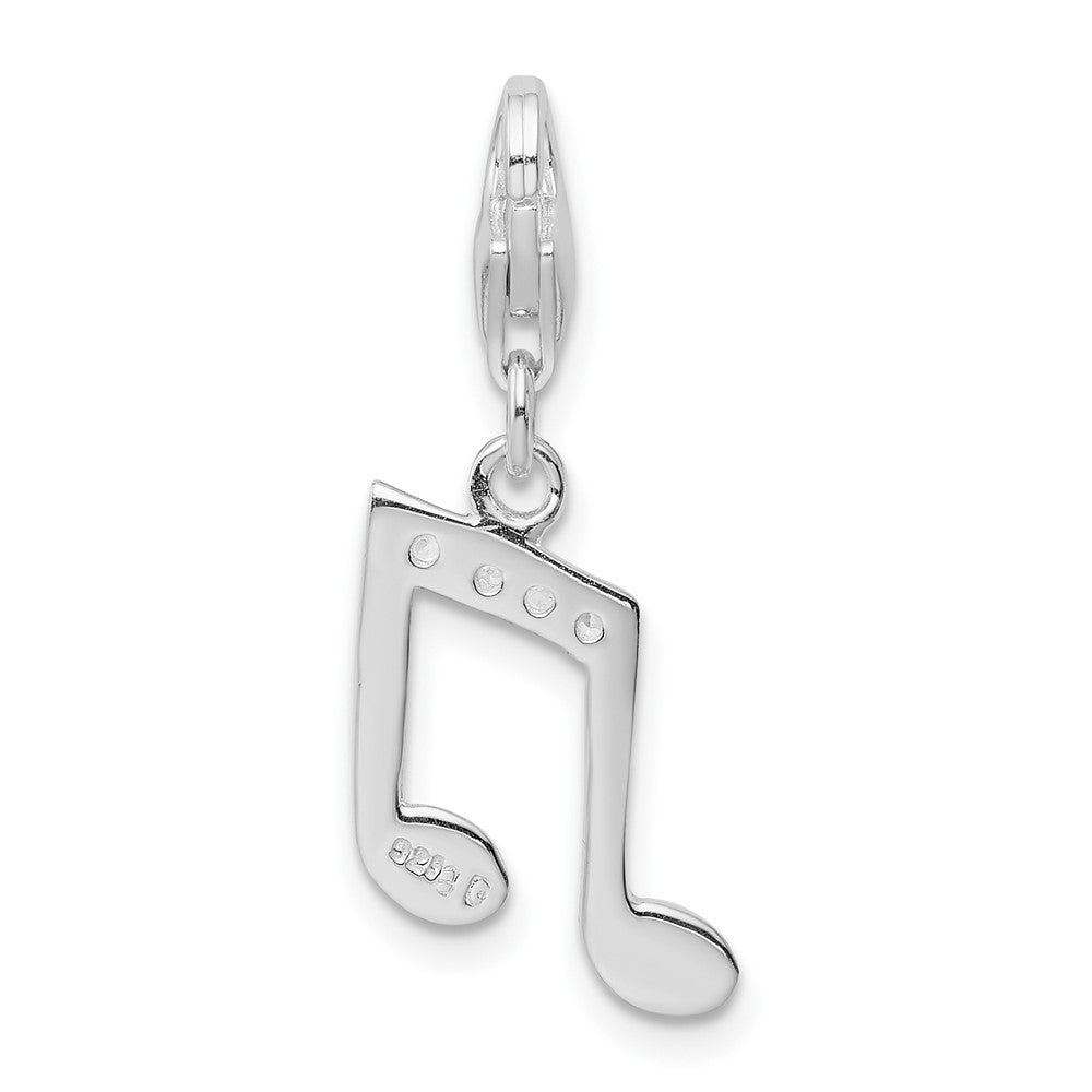 Sterlingsilber Amore La Vita Rhodiniert Poliert Zirkonia Musik Note Karabinerverschluss Charm