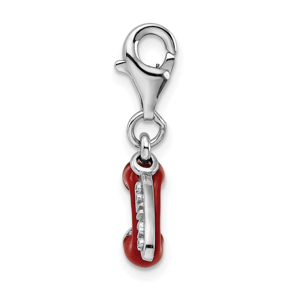 Sterlingsilber Amore La Vita Rhodiniert Poliert 3-d Emailliert Call Me Phone Karabinerverschluss Charm