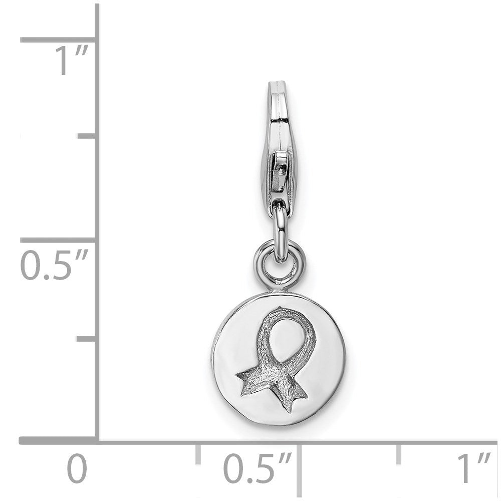 Sterlingsilber Rhodiniert Gehämmert Bewusstsein Schleife Karabinerverschluss Charm