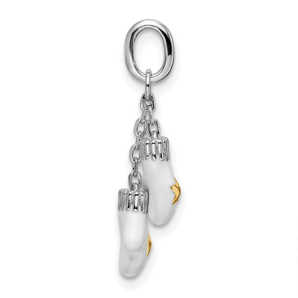 Sterlingsilber Amore La Vita Rhodiniert und Goldfarben Poliert Emailliert Mitten Charm