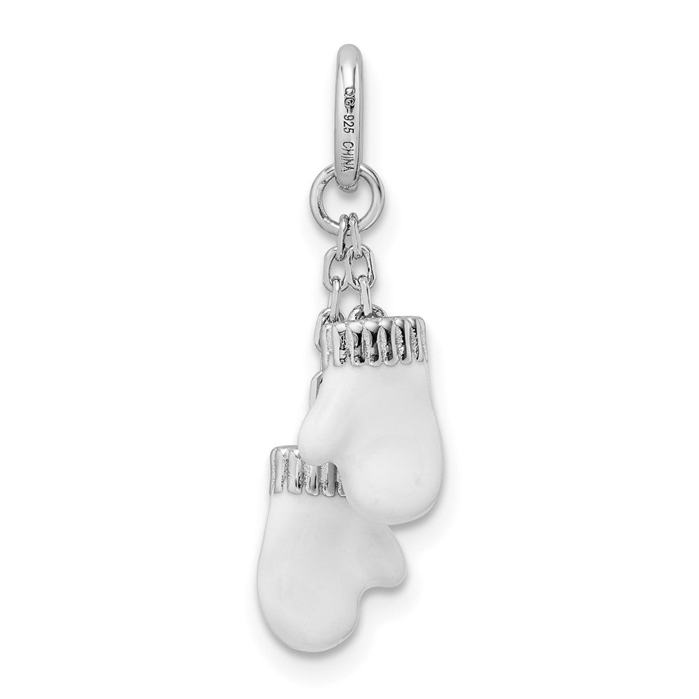 Sterlingsilber Amore La Vita Rhodiniert und Goldfarben Poliert Emailliert Mitten Charm
