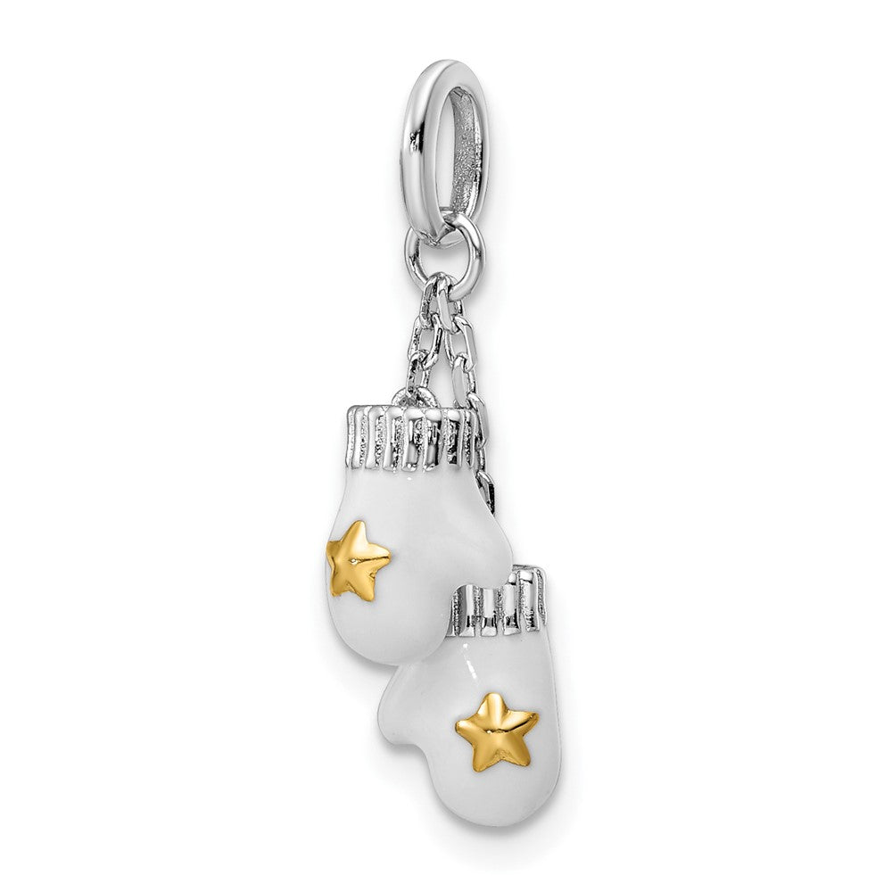 Sterlingsilber Amore La Vita Rhodiniert und Goldfarben Poliert Emailliert Mitten Charm