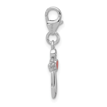 Sterlingsilber Amore La Vita Rhodiniert Engel mit Emailliert Rot Herz Charm