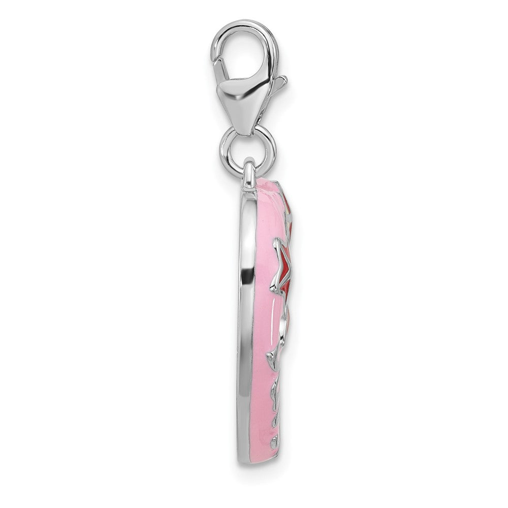Sterlingsilber Amore La Vita Rhodiniert-pl Emaille Tochter Herz Picture Rahmen Charm