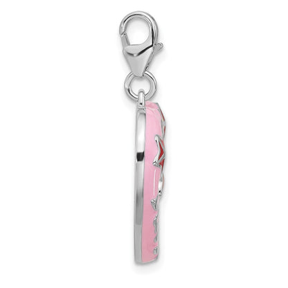 Sterlingsilber Amore La Vita Rhodiniert-pl Emaille Tochter Herz Picture Rahmen Charm