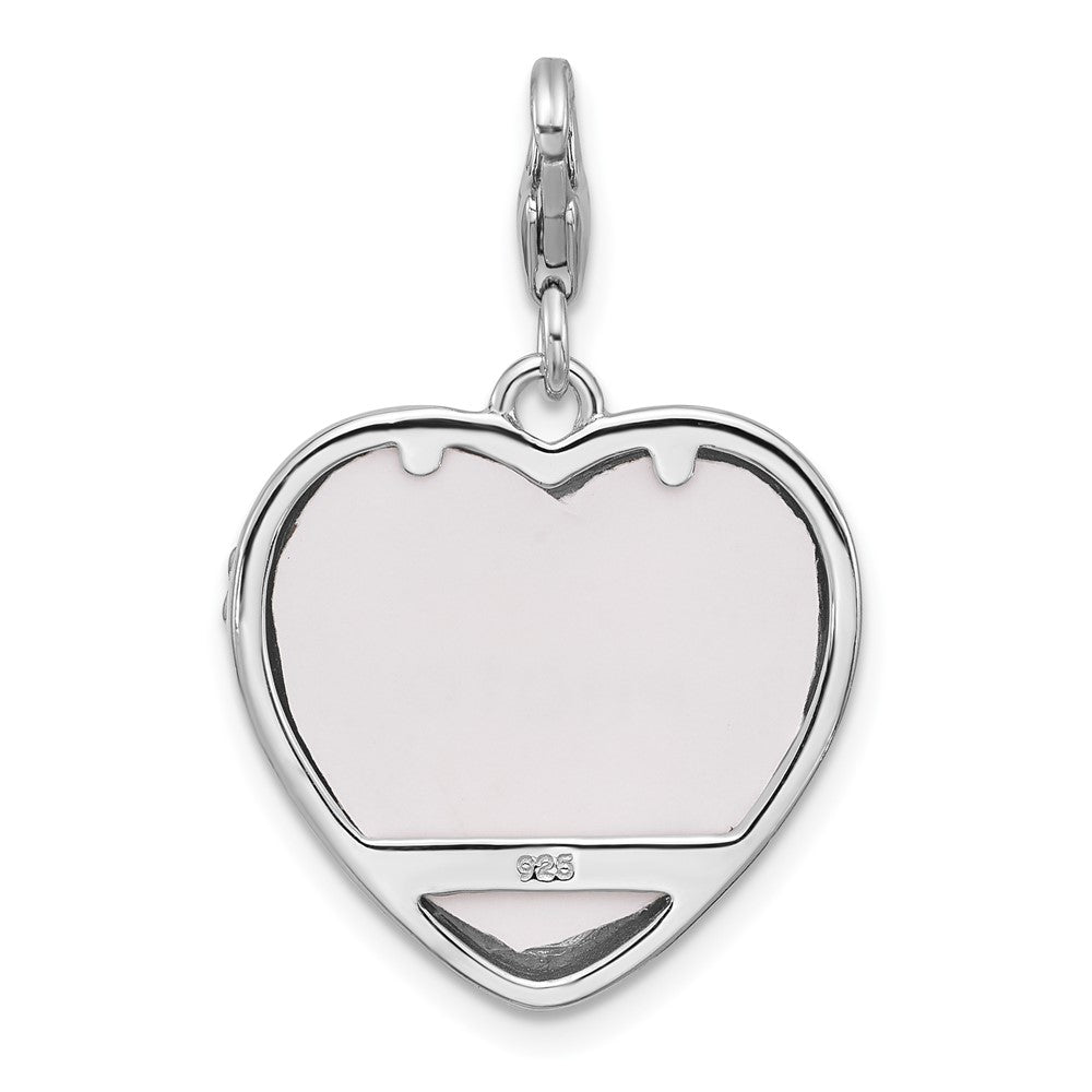 Sterlingsilber Amore La Vita Rhodiniert-pl Emaille Tochter Herz Picture Rahmen Charm