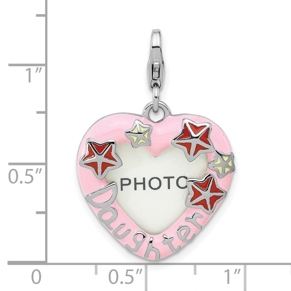 Sterlingsilber Amore La Vita Rhodiniert-pl Emaille Tochter Herz Picture Rahmen Charm