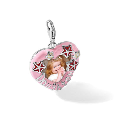 Sterlingsilber Amore La Vita Rhodiniert-pl Emaille Tochter Herz Picture Rahmen Charm