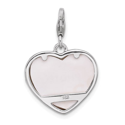 Sterlingsilber Amore La Vita Rhod-pl Emaille Princess Herz Picture Rahmen Charm