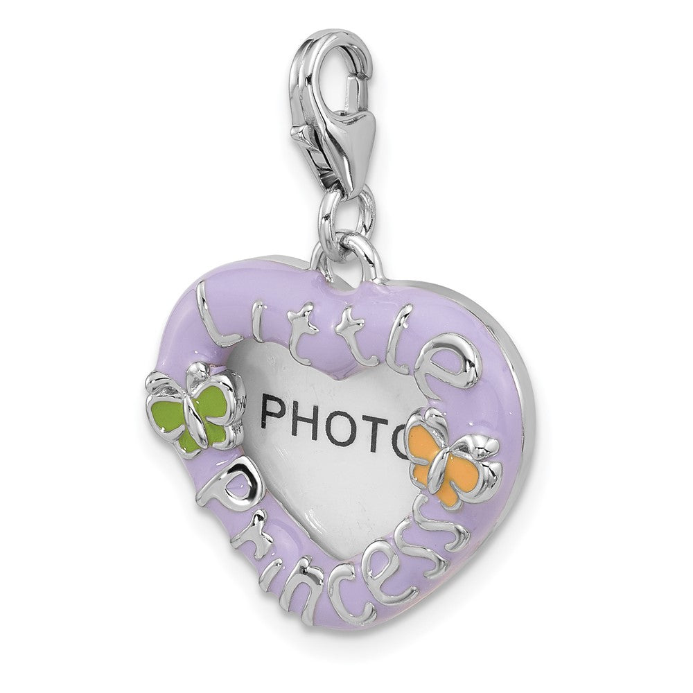 Sterlingsilber Amore La Vita Rhod-pl Emaille Princess Herz Picture Rahmen Charm