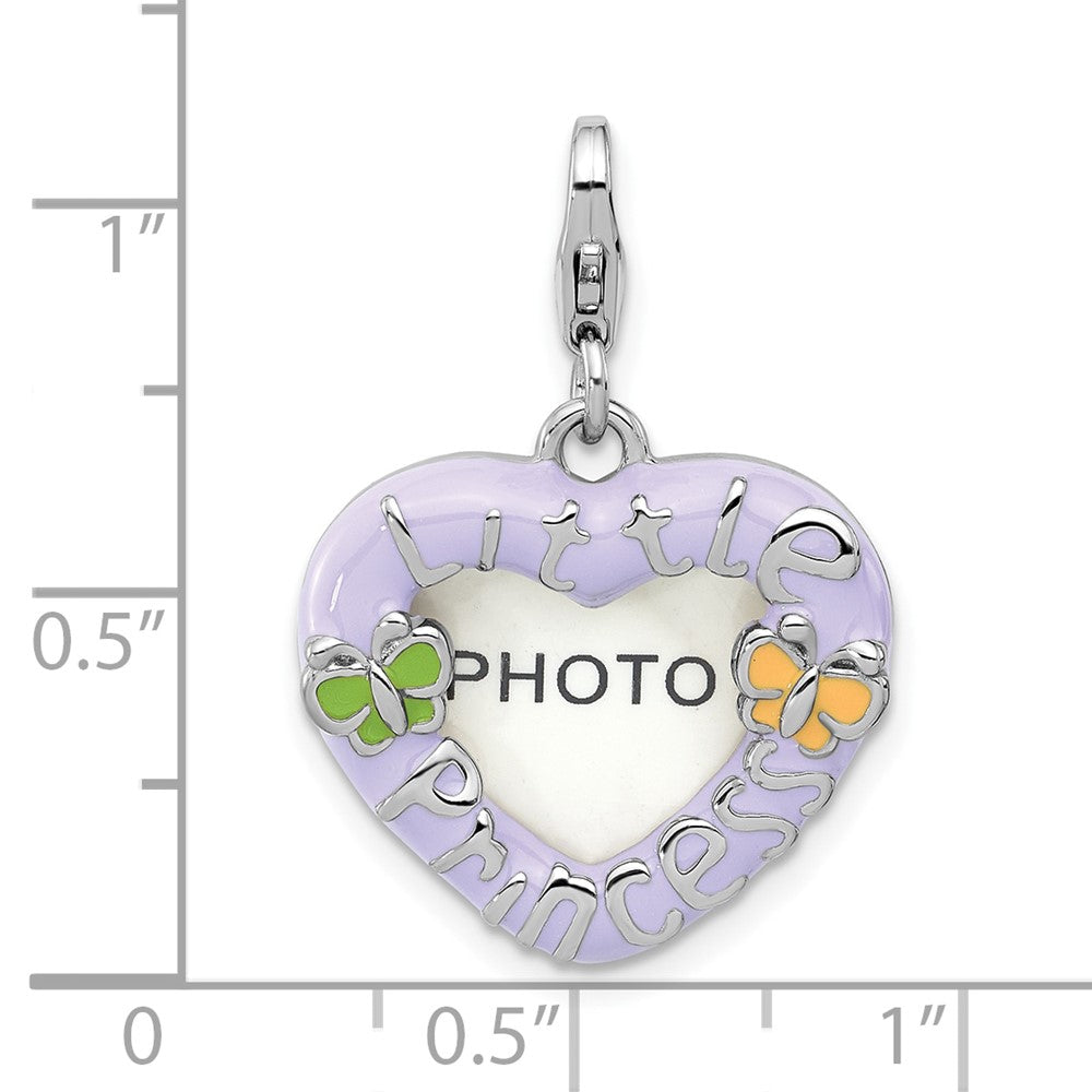 Sterlingsilber Amore La Vita Rhod-pl Emaille Princess Herz Picture Rahmen Charm