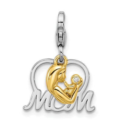 Sterlingsilber Amore La Vita Rhodiniert/vergoldet Zirkonia Mutter Liebe Mama Charm