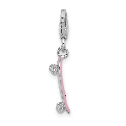 Sterlingsilber Amore La Vita Rhodiniert Emailliert 3-d Skate Board Charm