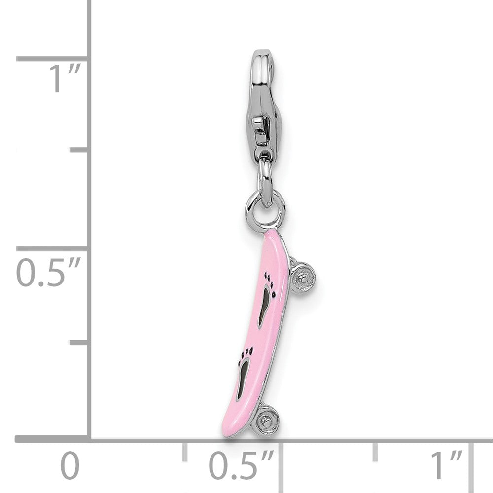 Sterlingsilber Amore La Vita Rhodiniert Emailliert 3-d Skate Board Charm