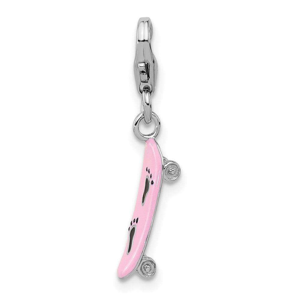 Sterlingsilber Amore La Vita Rhodiniert Emailliert 3-d Skate Board Charm