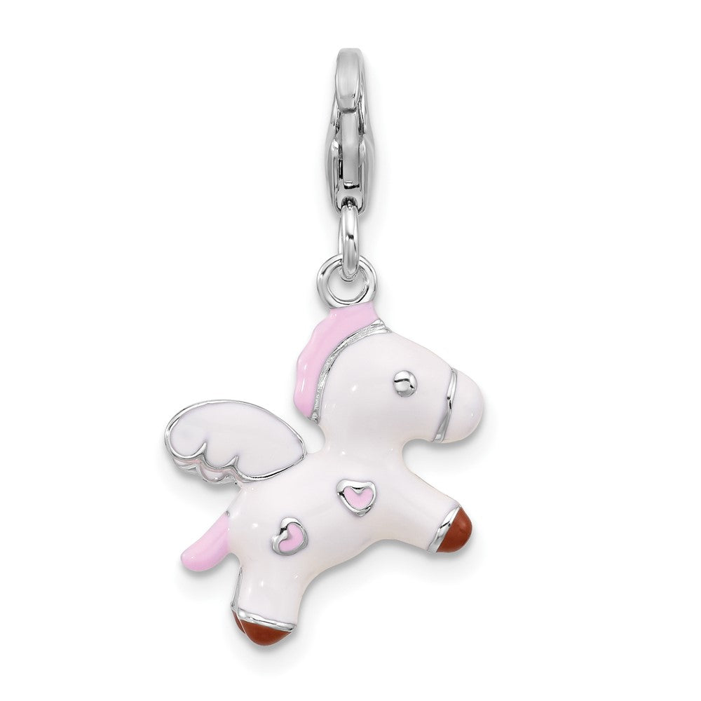 Sterlingsilber Amore La Vita Rhodiniert Emailliert 3-d Pegasus Charm