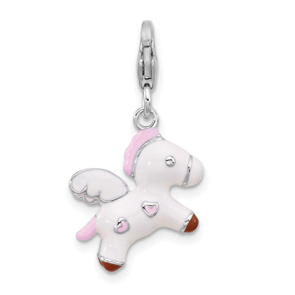 Sterlingsilber Amore La Vita Rhodiniert Emailliert 3-d Pegasus Charm
