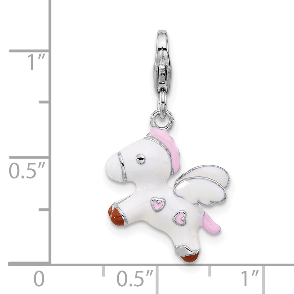 Sterlingsilber Amore La Vita Rhodiniert Emailliert 3-d Pegasus Charm