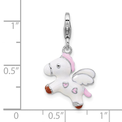 Sterlingsilber Amore La Vita Rhodiniert Emailliert 3-d Pegasus Charm