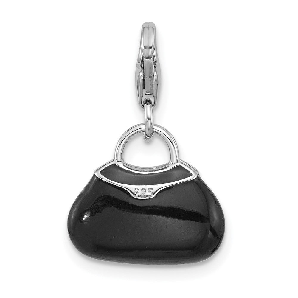 Sterlingsilber Amore La Vita Rhodiniert Emaille Kristall 3-d Handbag Charm
