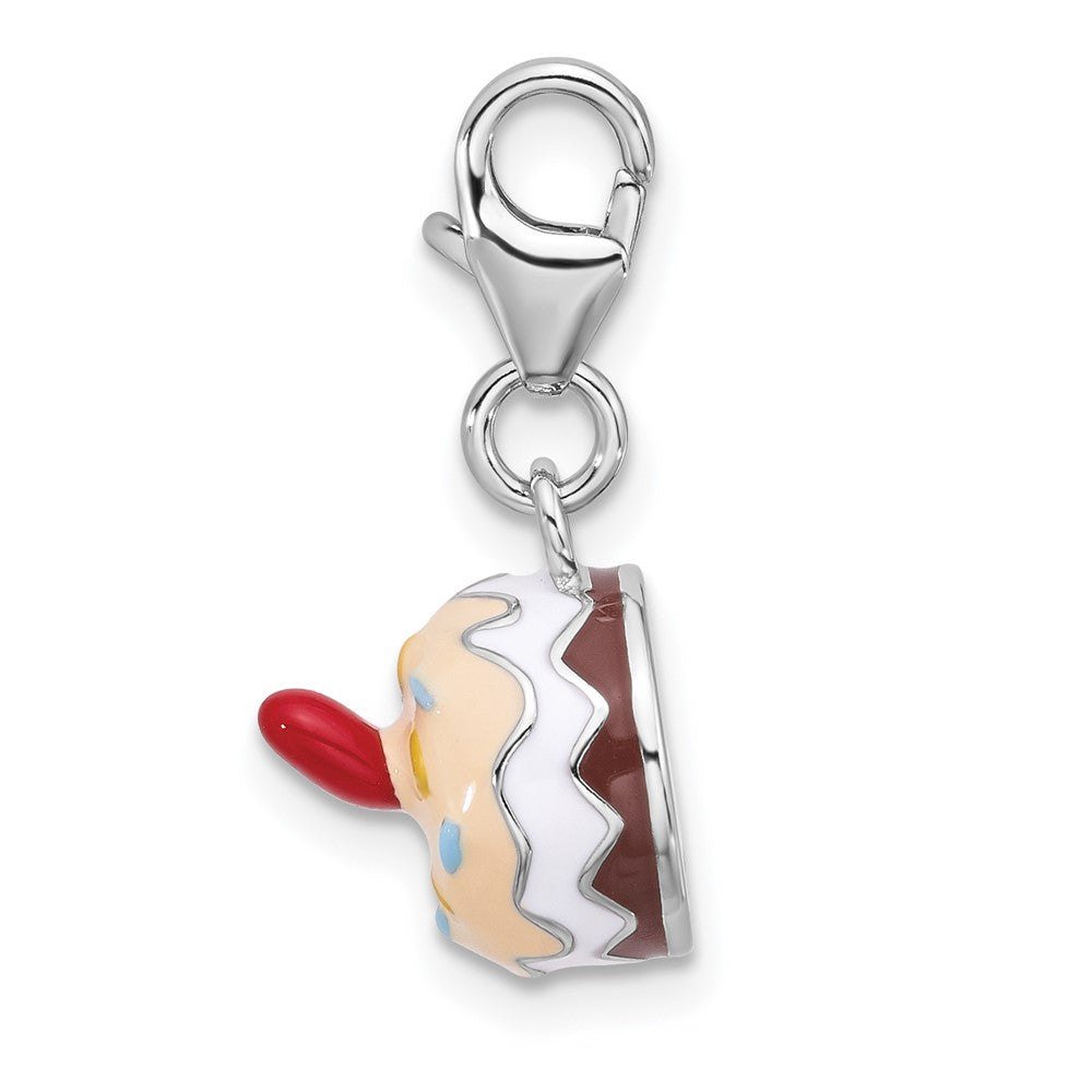 Sterlingsilber Amore La Vita Rhodiniert Emailliert Rot Herz Topped 3-d Cake Charm