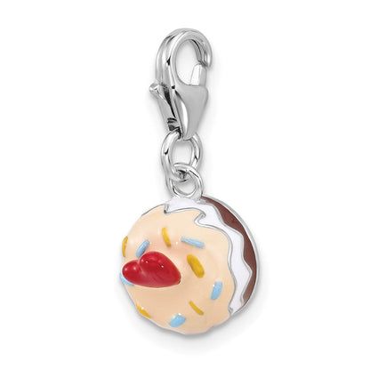 Sterlingsilber Amore La Vita Rhodiniert Emailliert Rot Herz Topped 3-d Cake Charm