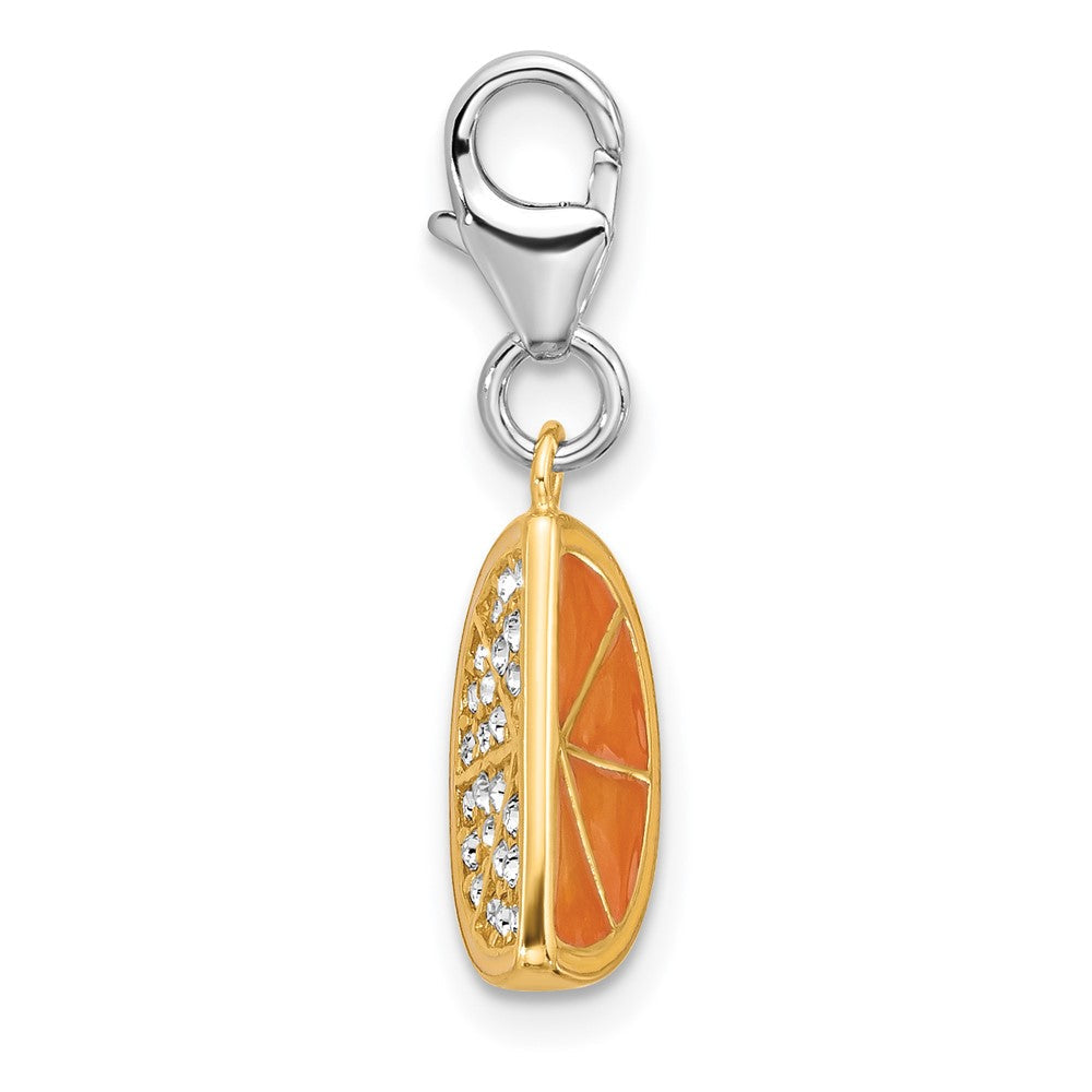 Sterlingsilber Amore La Vita Rhodium/vergoldet Emaille Kristall Orange Charm