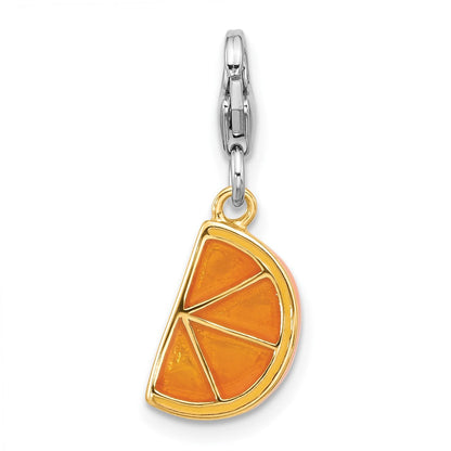 Sterlingsilber Amore La Vita Rhodium/vergoldet Emaille Kristall Orange Charm