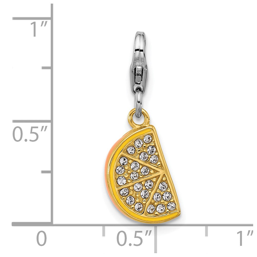 Sterlingsilber Amore La Vita Rhodium/vergoldet Emaille Kristall Orange Charm