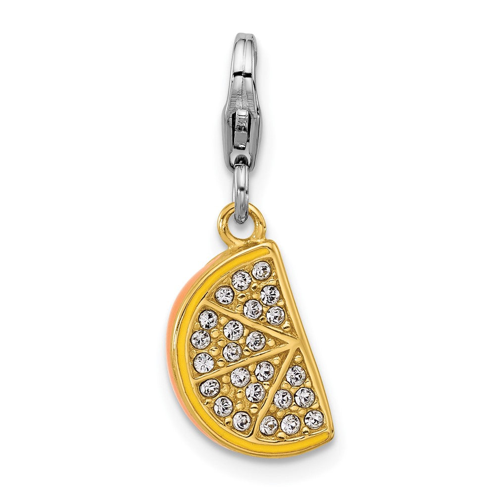 Sterlingsilber Amore La Vita Rhodium/vergoldet Emaille Kristall Orange Charm