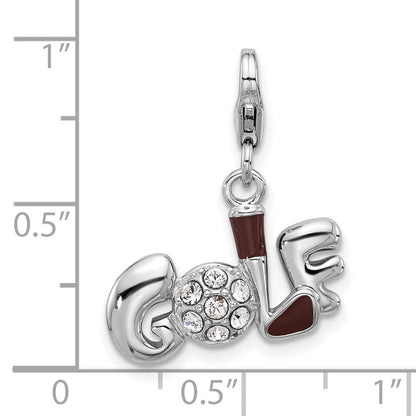 Sterlingsilber Amore La Vita Rhodiniert Kristall Emaille Golf Charm