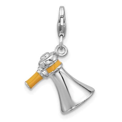 Sterlingsilber Amore La Vita Rhodiniert Emailliert 3-d Megaphone Charm