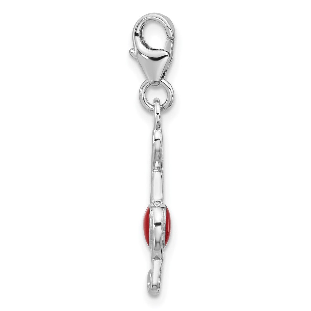 Sterlingsilber Amore La Vita Rhodiniert Emaille Rot Herz 3-d Musical Note Charm