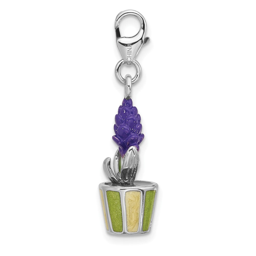 Sterlingsilber Amore La Vita Rhodiniert Emailliert 3-d Potted Blume Charm