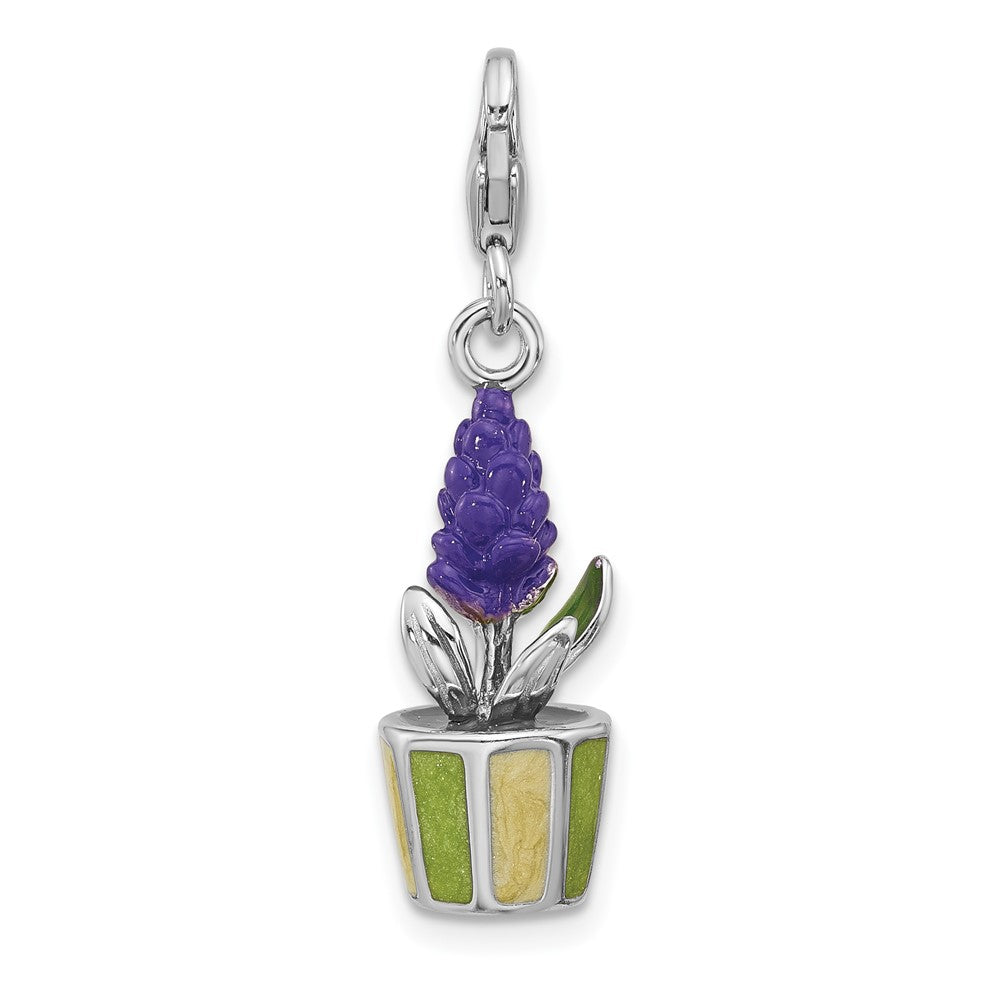 Sterlingsilber Amore La Vita Rhodiniert Emailliert 3-d Potted Blume Charm