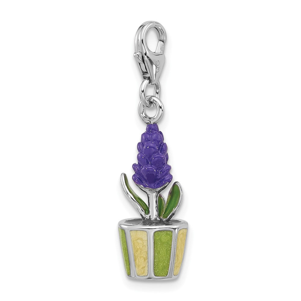 Sterlingsilber Amore La Vita Rhodiniert Emailliert 3-d Potted Blume Charm